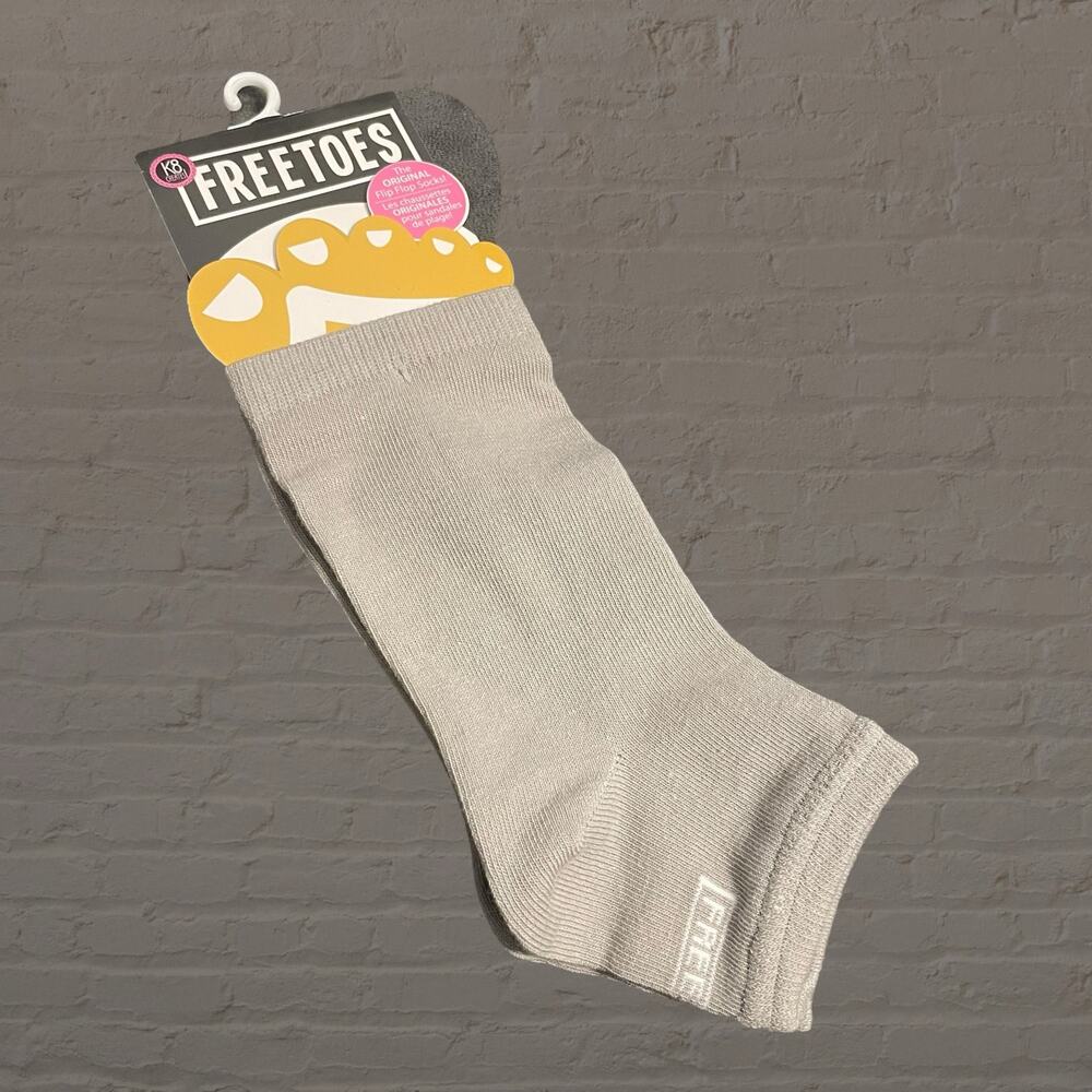 Freetoes Toeless Socks Flip Flop Pedicure Yoga Exercise Travel Gray New One Size